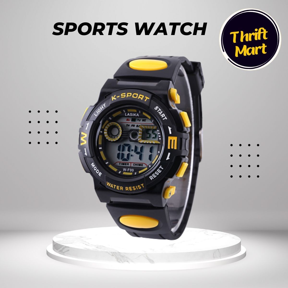 LASIKA W-F99 Digital Watch LED Display Luxury Brand Premium Quality 100% Waterproof Watch for Men-Yellow