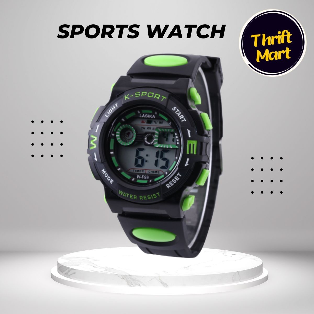 LASIKA W-F99 Digital Watch LED Display Luxury Brand Premium Quality 100% Waterproof Watch for Men-Green