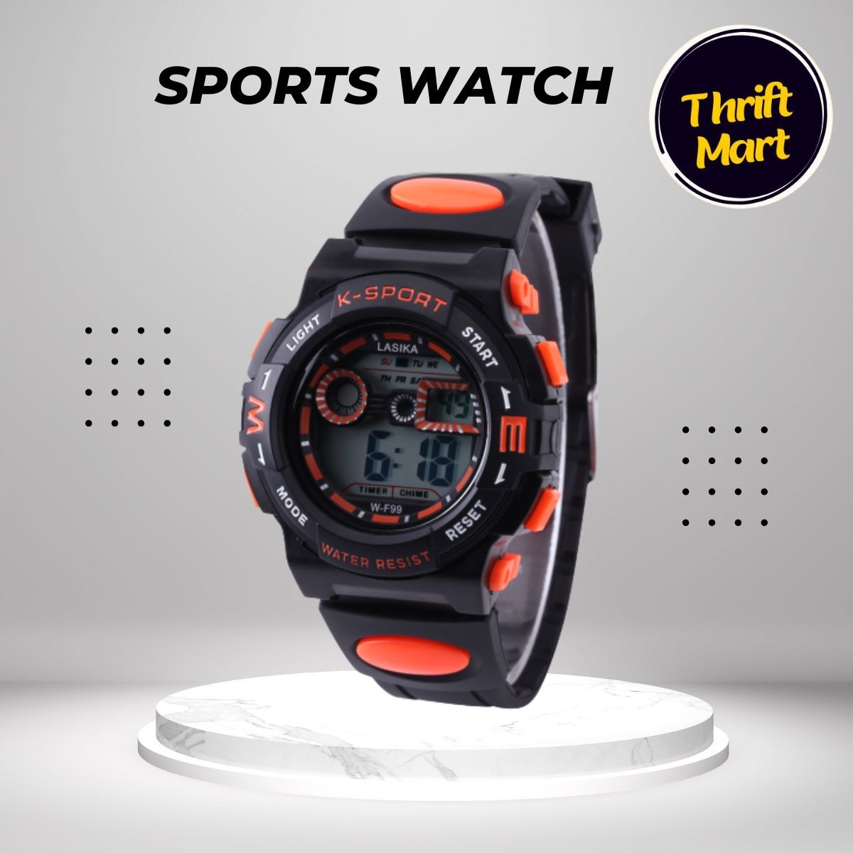 LASIKA W-F99 Digital Watch LED Display Luxury Brand Premium Quality 100% Waterproof Watch for Men-Orange